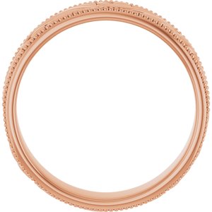 14K Yellow Or White Or Rose Gold Or Sterling Silver Or Platinum Milgrain Edge Floral Flat Band