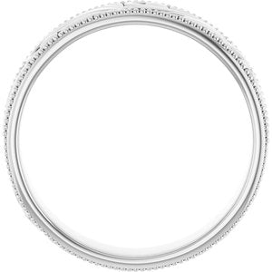 14K Yellow Or White Or Rose Gold Or Sterling Silver Or Platinum Milgrain Edge Floral Flat Band