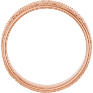14K Yellow Or White Or Rose Gold Or Sterling Silver Or Platinum Milgrain Edge Floral Flat Band