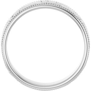 14K Yellow Or White Or Rose Gold Or Sterling Silver Or Platinum Milgrain Edge Floral Flat Band