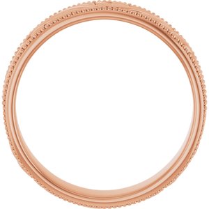14K Yellow Or White Or Rose Gold Or Sterling Silver Or Platinum Milgrain Edge Floral Flat Band