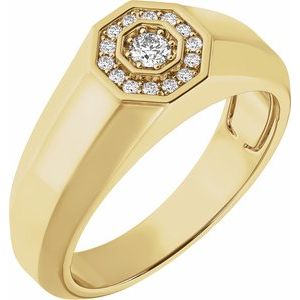 14K Yellow Gold Round 3 Mm 1/5 Ctw Lab-Grown Diamond Mens Band Size 10
