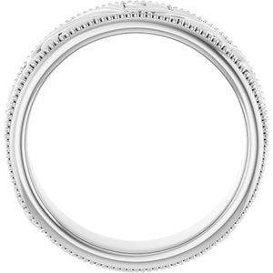 14K Yellow Or White Or Rose Gold Or Sterling Silver Or Platinum Milgrain Edge Floral Flat Band