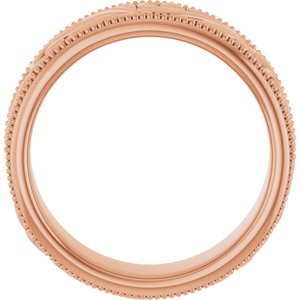 14K Yellow Or White Or Rose Gold Or Sterling Silver Or Platinum Milgrain Edge Floral Flat Band