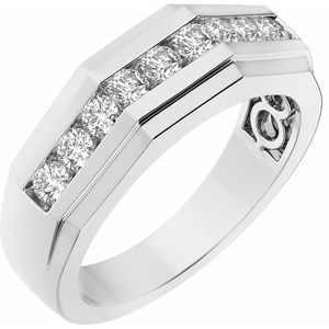 14K White Gold Lab-Grown Diamond Round 2.5 Mm Polished 1/2 Ctw Lab-Grown Diamond Mens Band Size 10