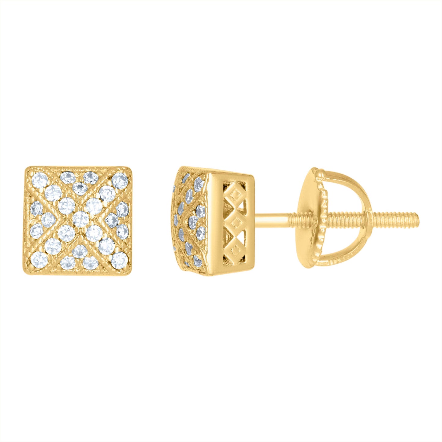 Sterling Silver Or Yellow-Tone Womens Moissanite 0.21Ct Square Stud Earrings