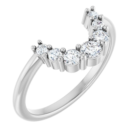 14K White Gold Round Polished 1/3 Ctw Lab-Grown Diamond Contour Band, Size 7