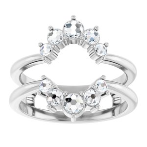 14K White Gold Natural Diamond Round Natural Diamond Polished 1/3 Ctw Natural Rose-Cut Diamond Ring Guard Size 7