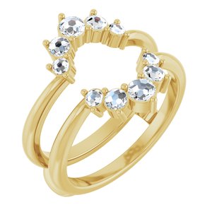14K Yellow Gold Natural Diamond Round Natural Diamond Polished 1/3 Ctw Natural Rose-Cut Diamond Ring Guard Size 7