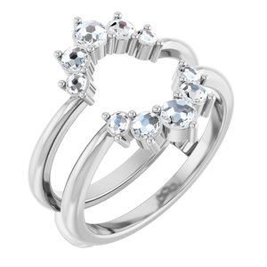 14K White Gold Natural Diamond Round Natural Diamond Polished 1/3 Ctw Natural Rose-Cut Diamond Ring Guard Size 7
