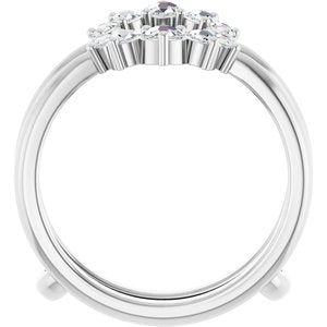 14K White Gold Natural Diamond Round Natural Diamond Polished 1/3 Ctw Natural Rose-Cut Diamond Ring Guard Size 7