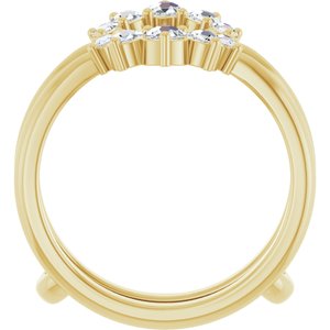 14K Yellow Gold Natural Diamond Round Natural Diamond Polished 1/3 Ctw Natural Rose-Cut Diamond Ring Guard Size 7