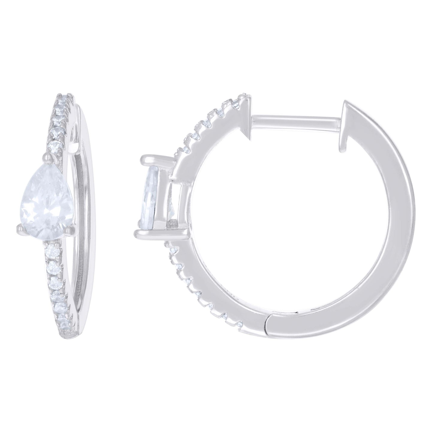 Sterling Silver Womens Cubic-Zirconia Hoop Huggies Earrings