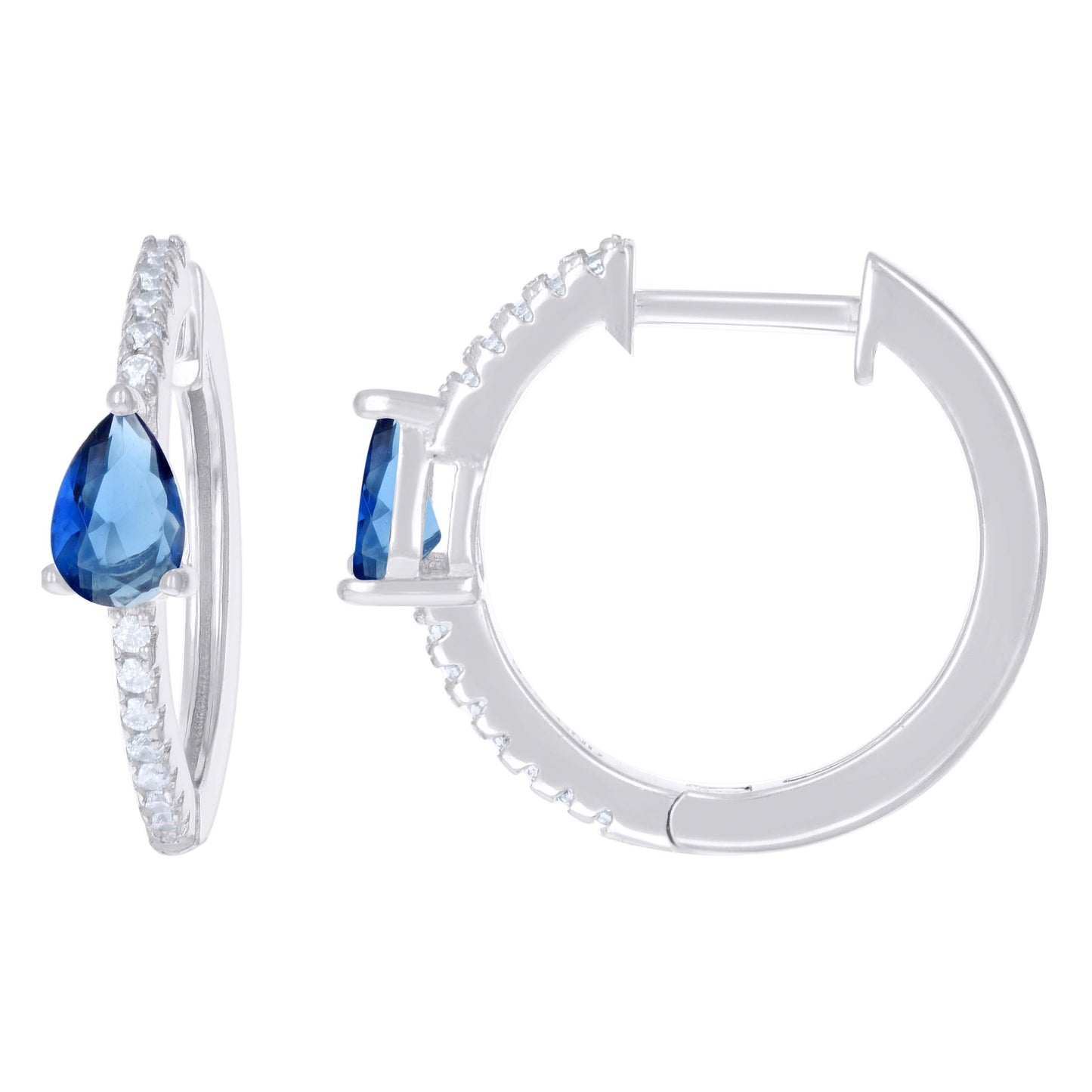 Sterling Silver Womens Cubic-Zirconia Hoop Huggies Earrings