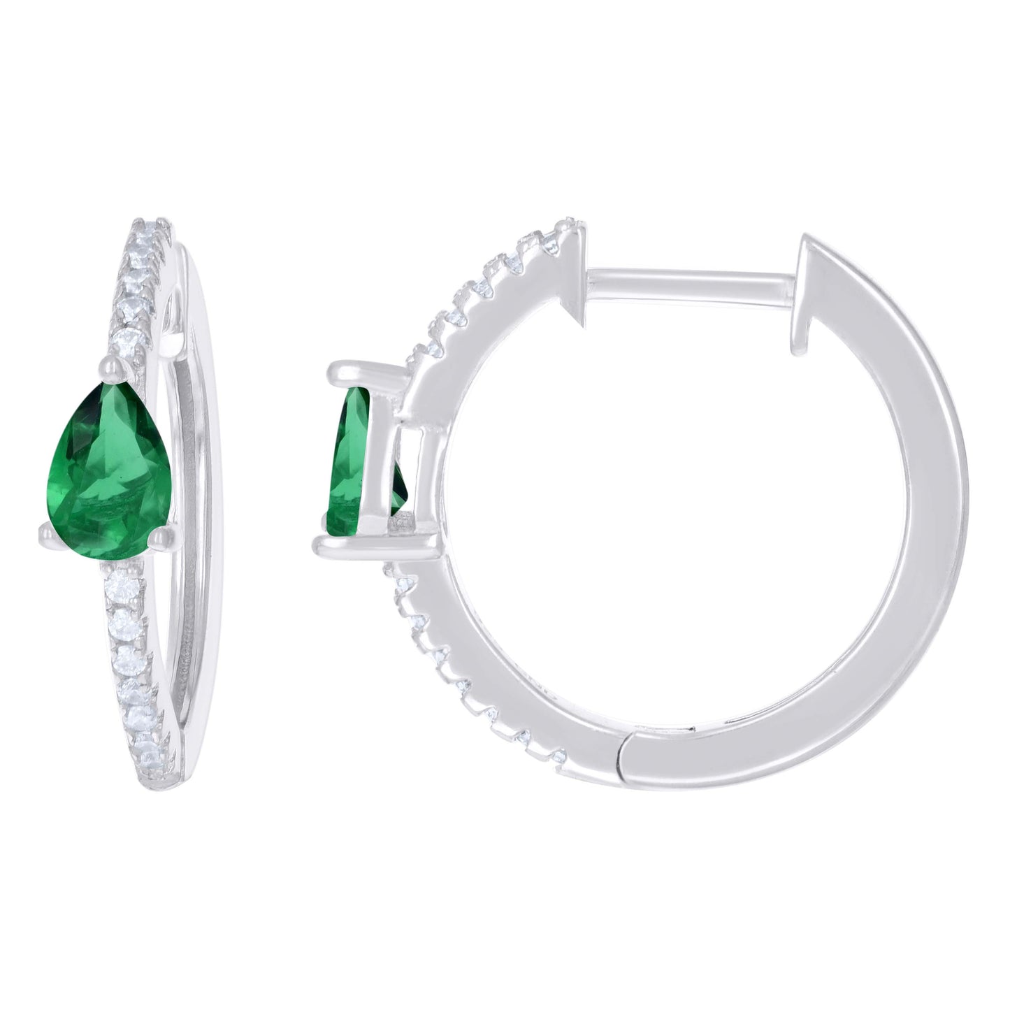 Sterling Silver Womens Cubic-Zirconia Hoop Huggies Earrings
