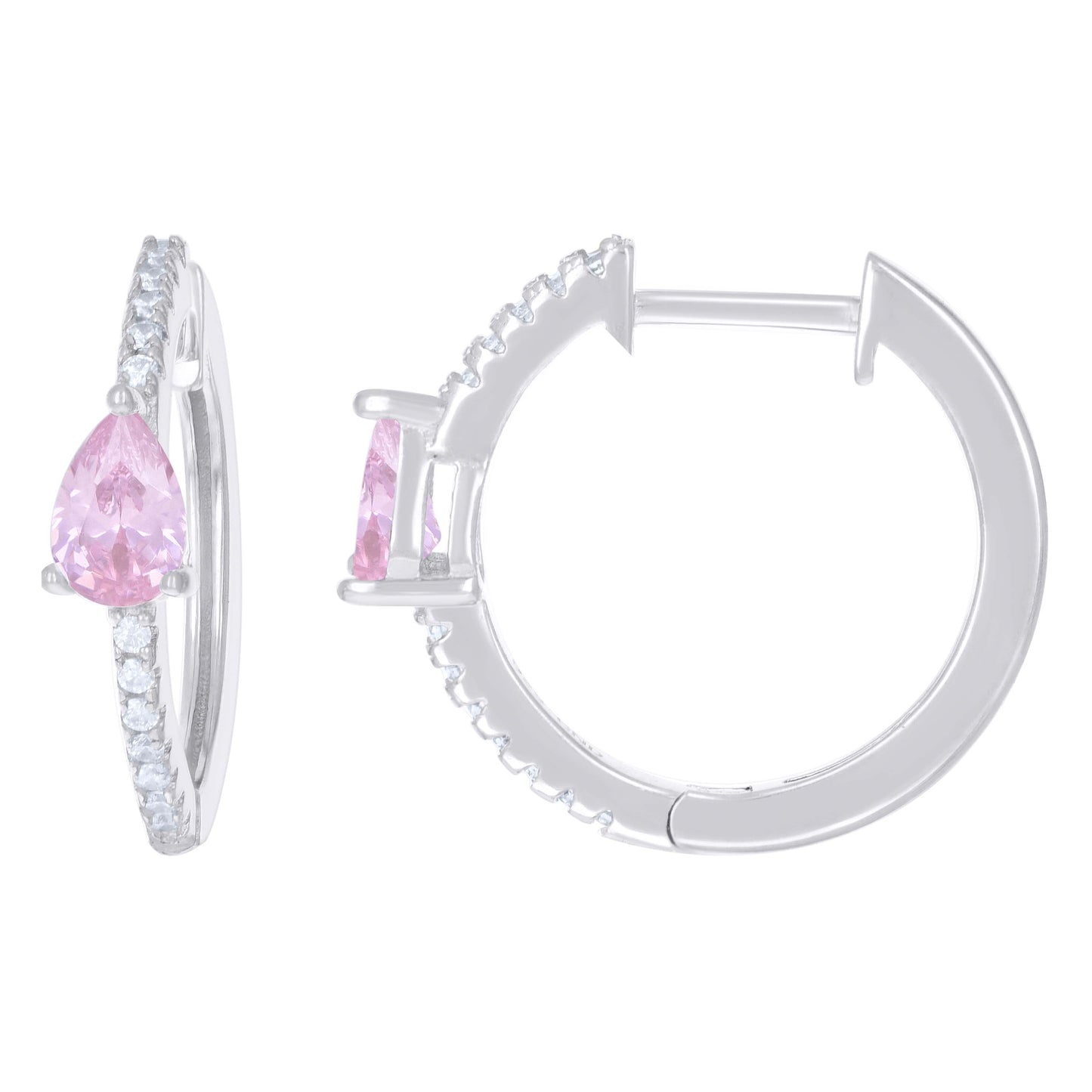 Sterling Silver Womens Cubic-Zirconia Hoop Huggies Earrings