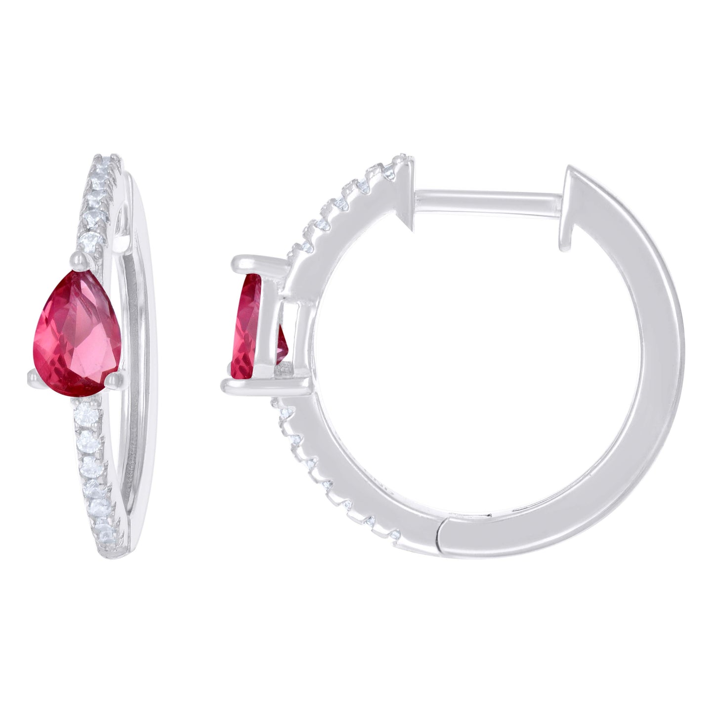 Sterling Silver Womens Cubic-Zirconia Hoop Huggies Earrings