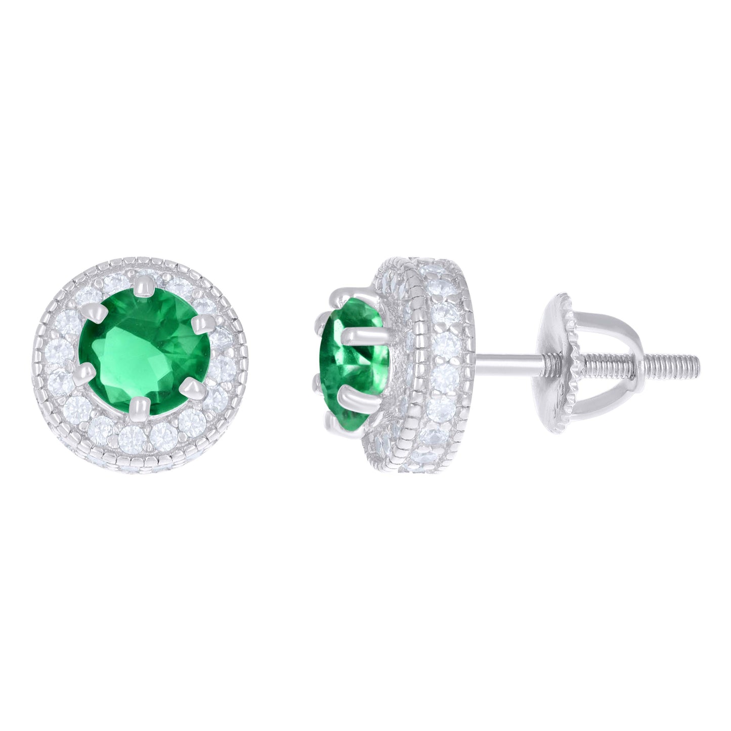 Sterling Silver Womens Cubic-Zirconia Fashion Stud Earrings
