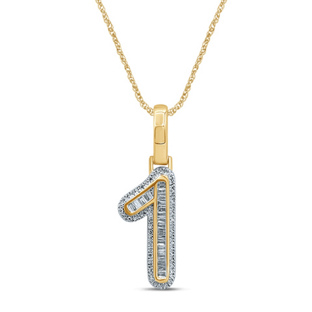 10K Yellow Gold Diamond Baguette Number Charm