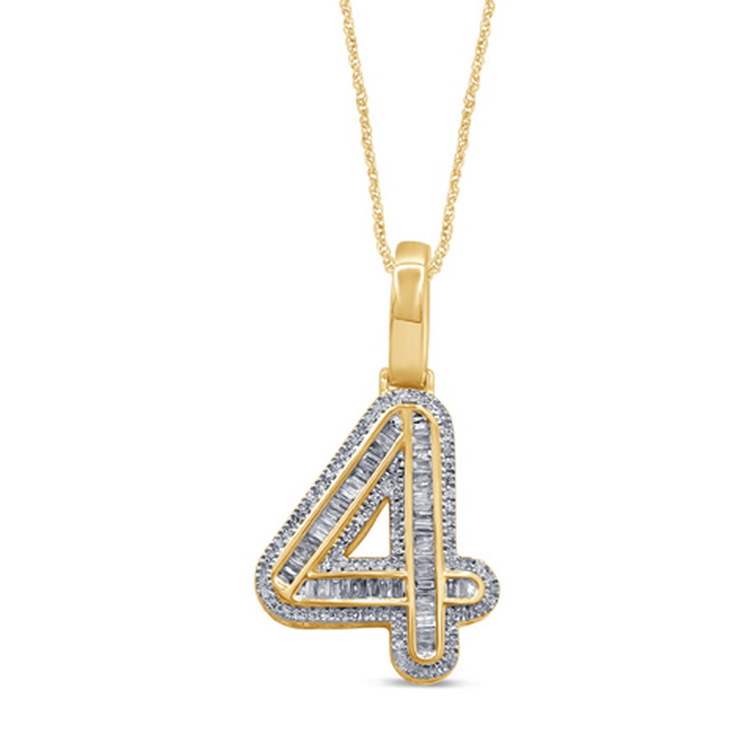 10K Yellow Gold Diamond Baguette Number Charm