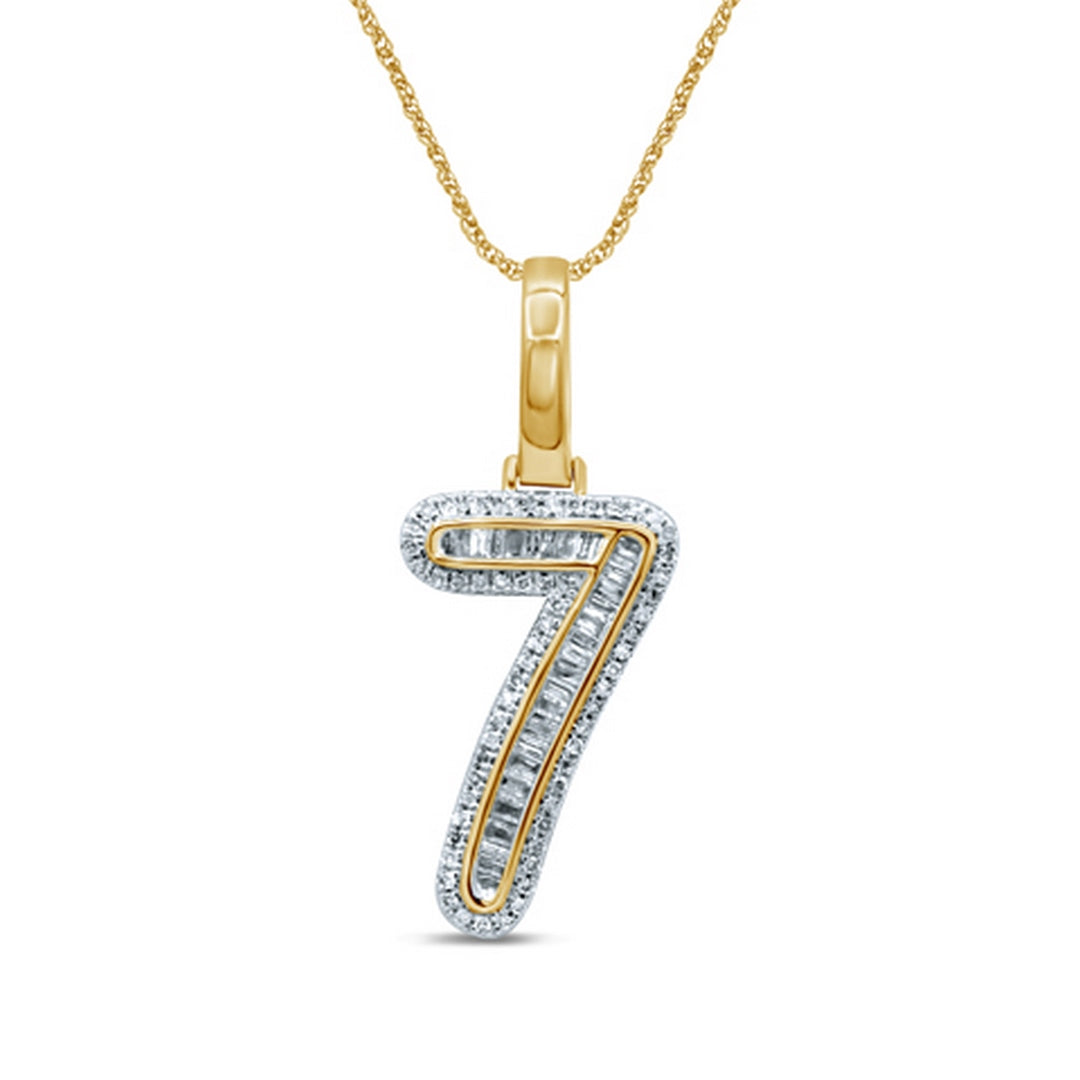 10K Yellow Gold Diamond Baguette Number Charm