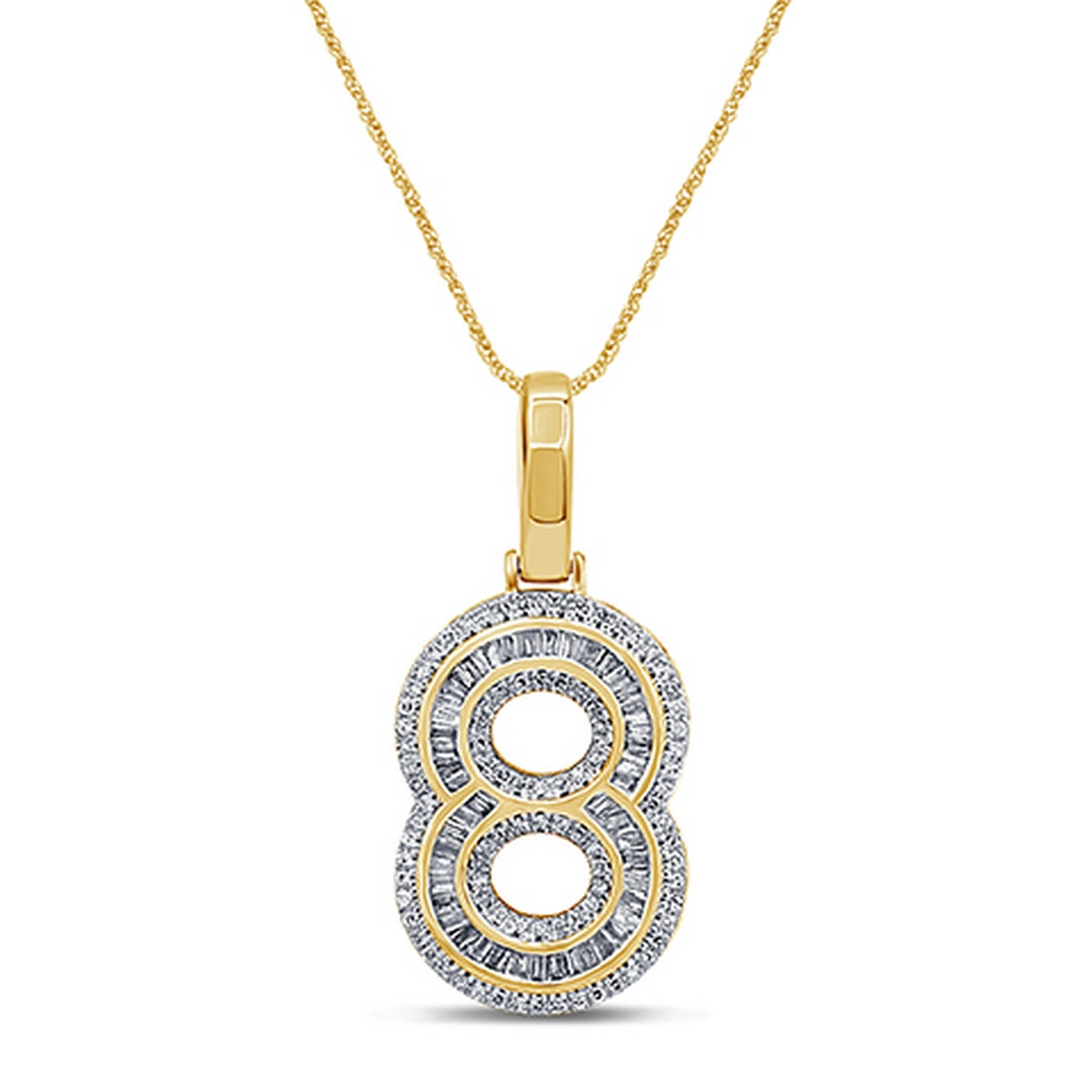 10K Yellow Gold Diamond Baguette Number Charm