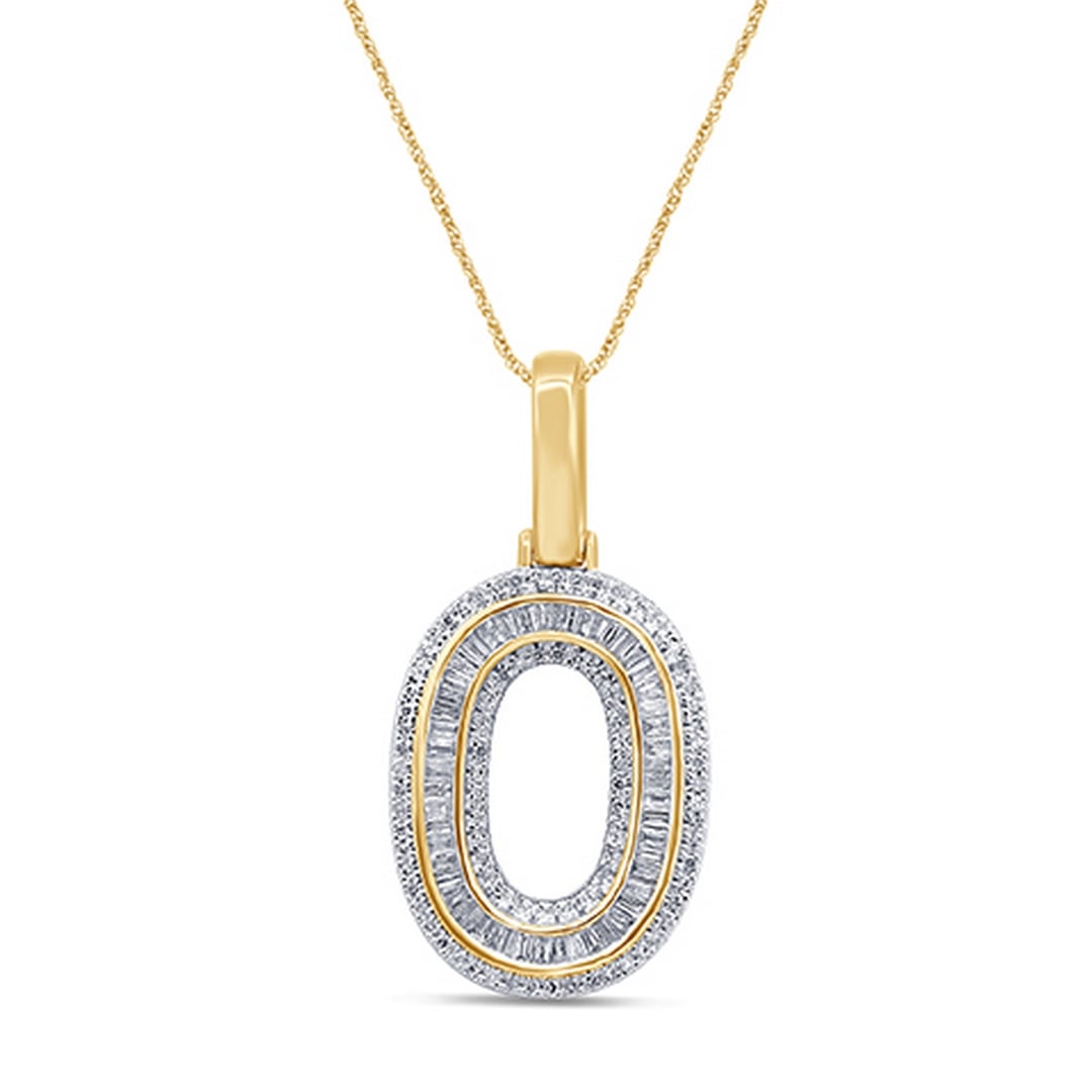 10K Yellow Gold Diamond Baguette Number Charm
