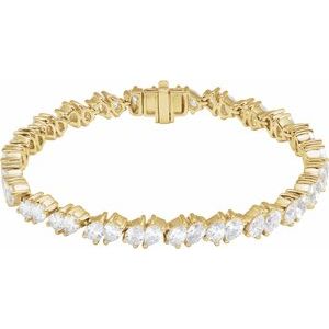 14K Yellow Gold Pear 4.7 X 3.3Mm G-H Si 9 1/2 Ctw Lab-Grown Diamond Line Bracelet, Length: 7 In