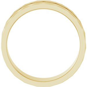 14K Yellow Gold 6 Mm Polished Faceted Edge Patterned Band Size 10