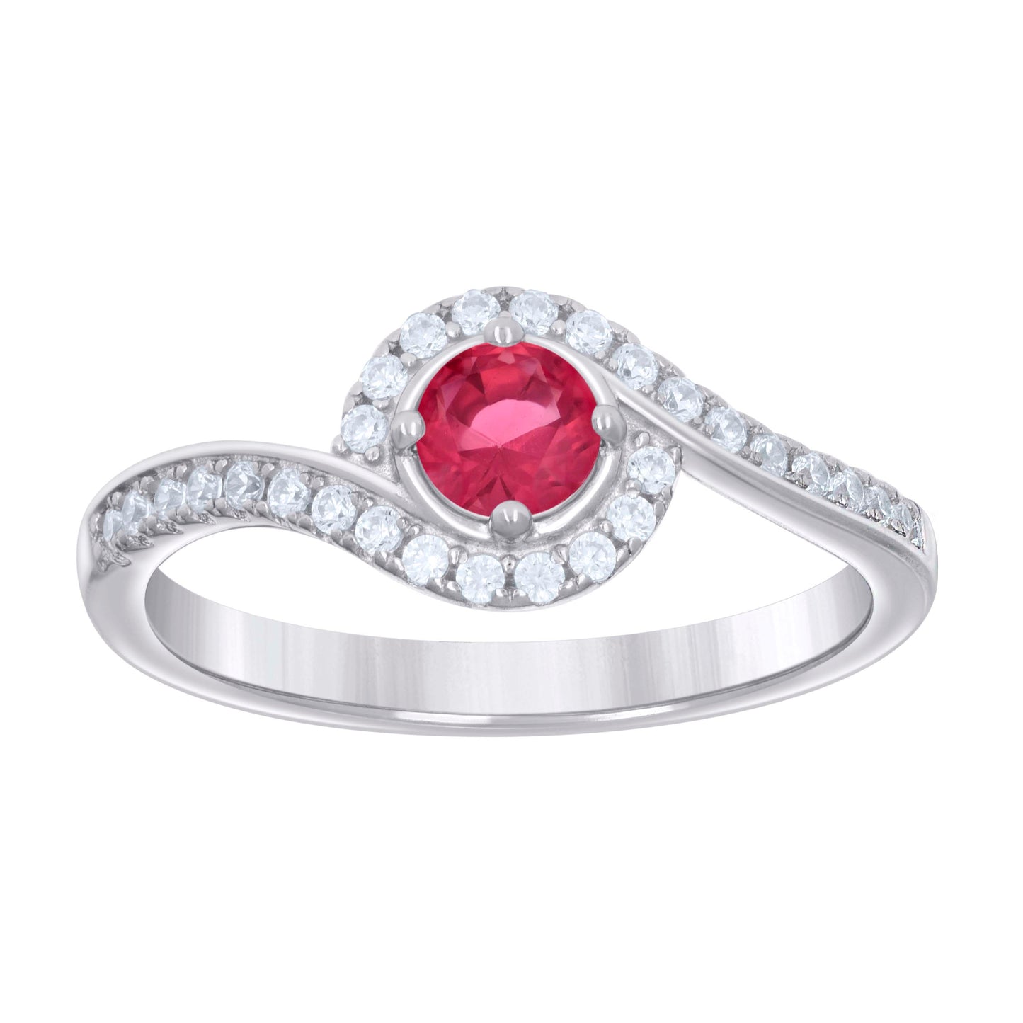 Sterling Silver Womens Red White Cubic-Zirconia Fashion Bridal Anniversary Wedding Engagement Band Ring