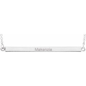 Sterling Silver 38.5 X 2.5 Mm 18 In Polished Four Sided Engravable Bar Necklace