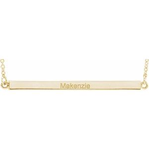 14K Yellow Gold 38.5 X 2.5 Mm 18 In Polished Four Sided Engravable Bar Necklace