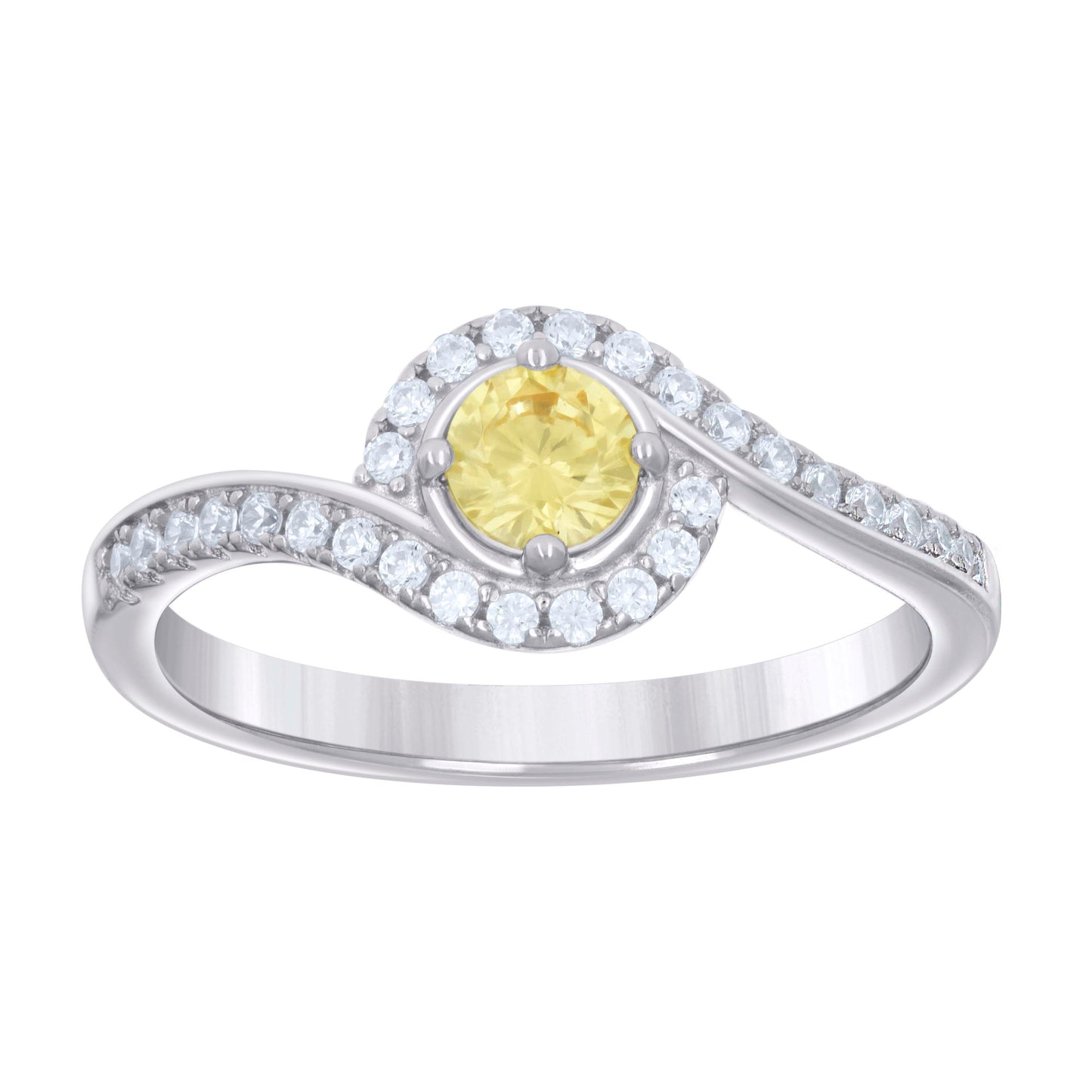 Sterling Silver Womens Yellow White Cubic-Zirconia Fashion Bridal Anniversary Wedding Engagement Band Ring