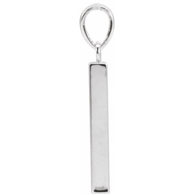 14K White Gold Or Sterling Silver Polished Engravable Four Sided Bar Pendant