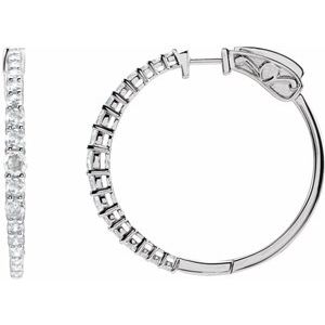 14K White Gold Pair Round Shape 3Mm I1, Gh 1 1/3 Ctw Lab-Grown Diamond Graduated Hoops, Length: 30 Mm, Thickness: 3 Mm
