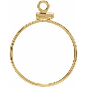 14K Yellow Gold 21 Mm Screw Top Polished Coin Edge Coin Frame Bezel Pendant