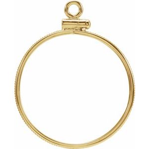 14K Yellow Gold Filled Sterling Silver 24.1 Mm Screw Top Polished Coin Edge Coin Frame Bezel Pendant