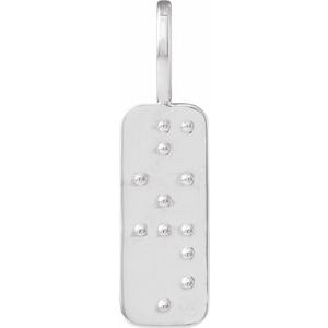 Sterling Silver Hope 27.9 X 7.8 Mm Polished Braille Pendant