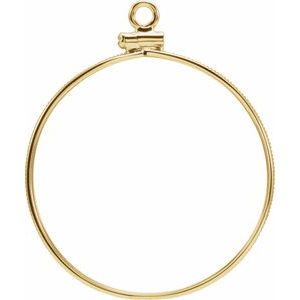 14K Yellow Gold 30.5 Mm Screw Top Polished Coin Edge Coin Frame Bezel Pendant