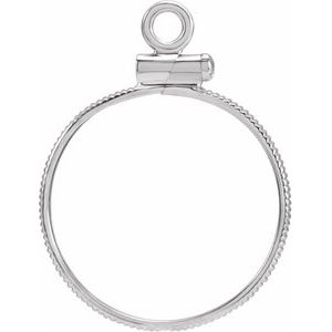 Sterling Silver 17.9 Mm Screw Top Polished Coin Edge Coin Frame Bezel Pendant