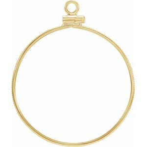 14K Yellow Gold Filled Sterling Silver 36 Mm Screw Top Polished Coin Edge Coin Frame Bezel Pendant