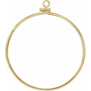 14K Yellow Gold 40.6 Mm Screw Top Polished Coin Edge Coin Frame Bezel Pendant