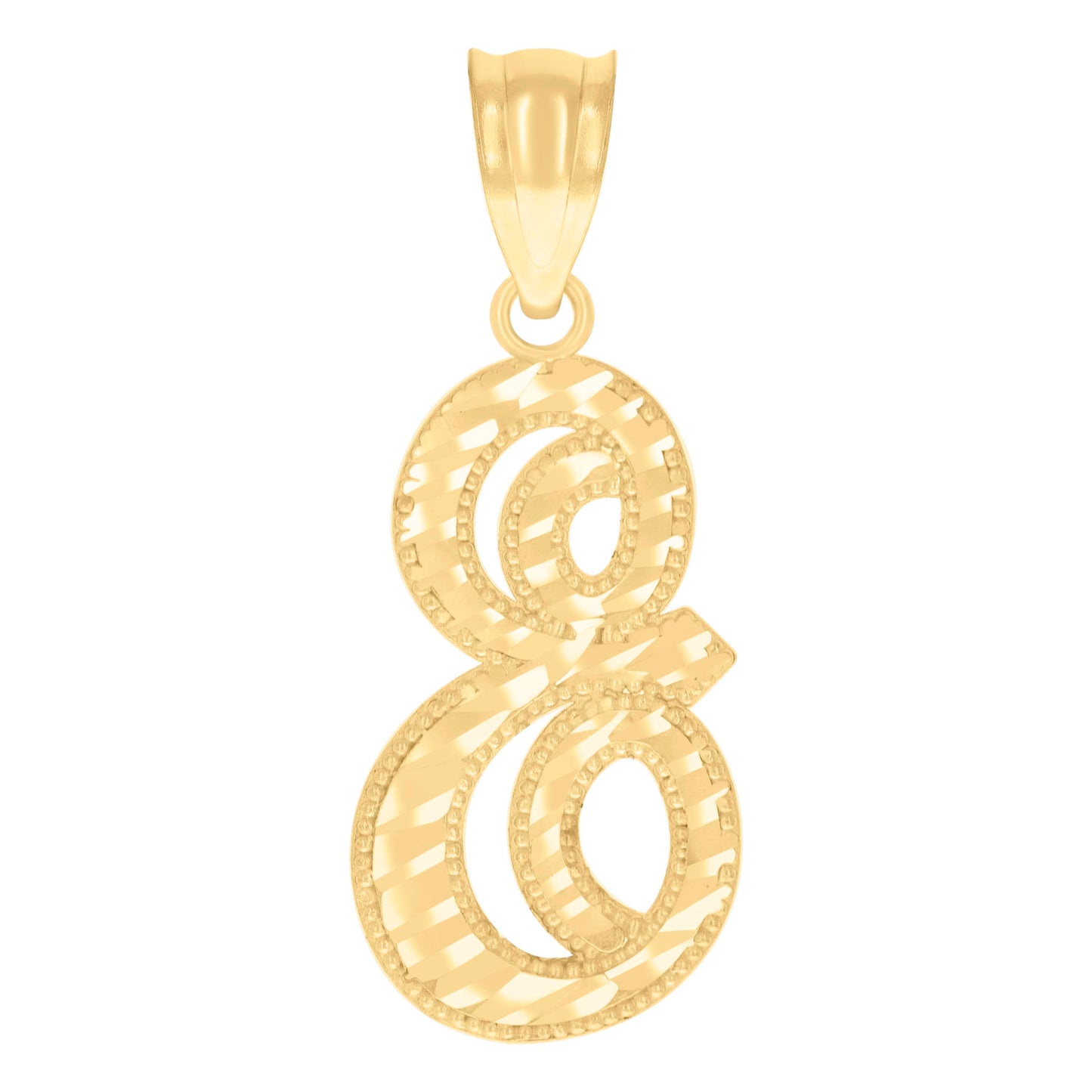 14K Yellow Gold Unisex Diamond-cut Initial Alphabet Charm Pendant