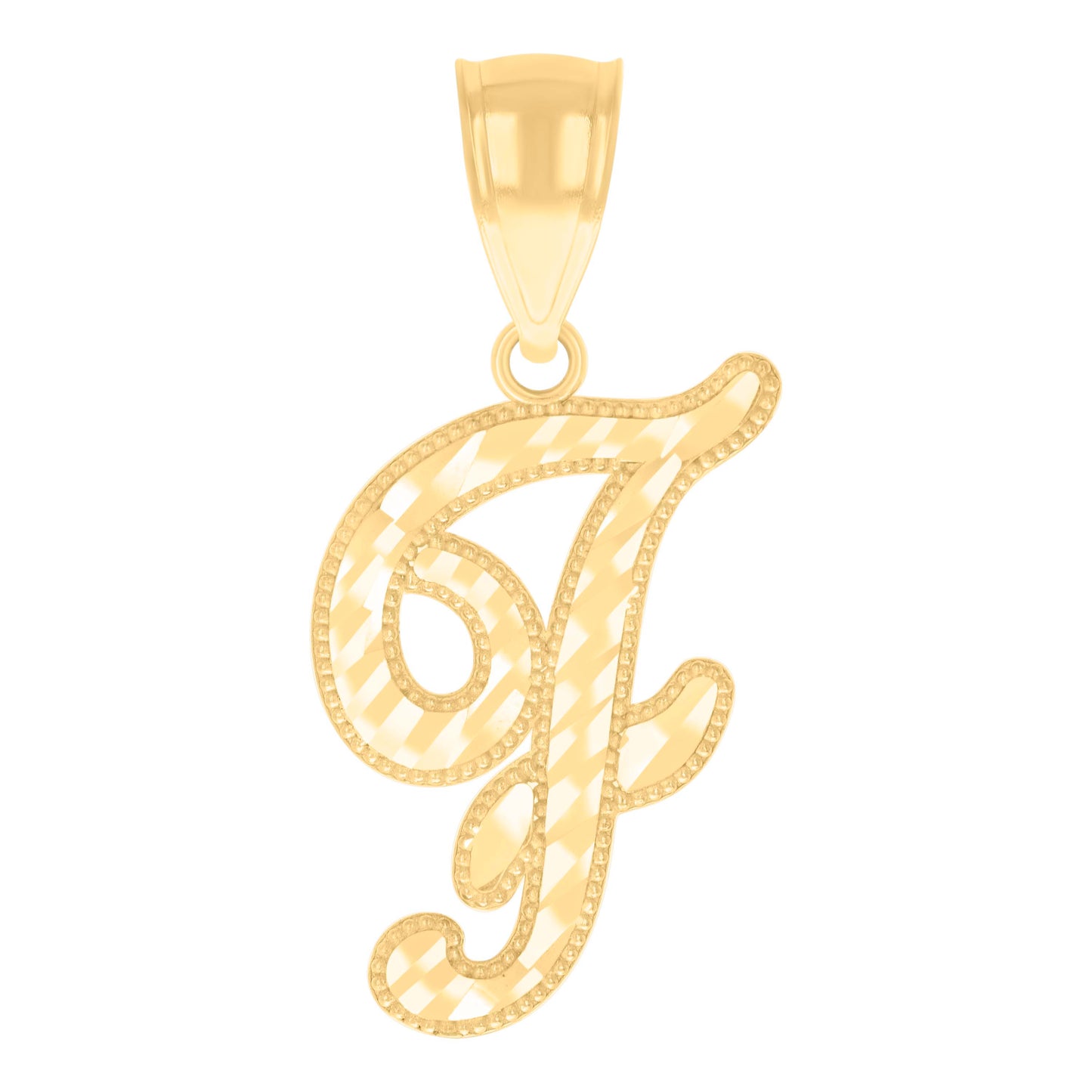 14K Yellow Gold Unisex Diamond-cut Initial Alphabet Charm Pendant