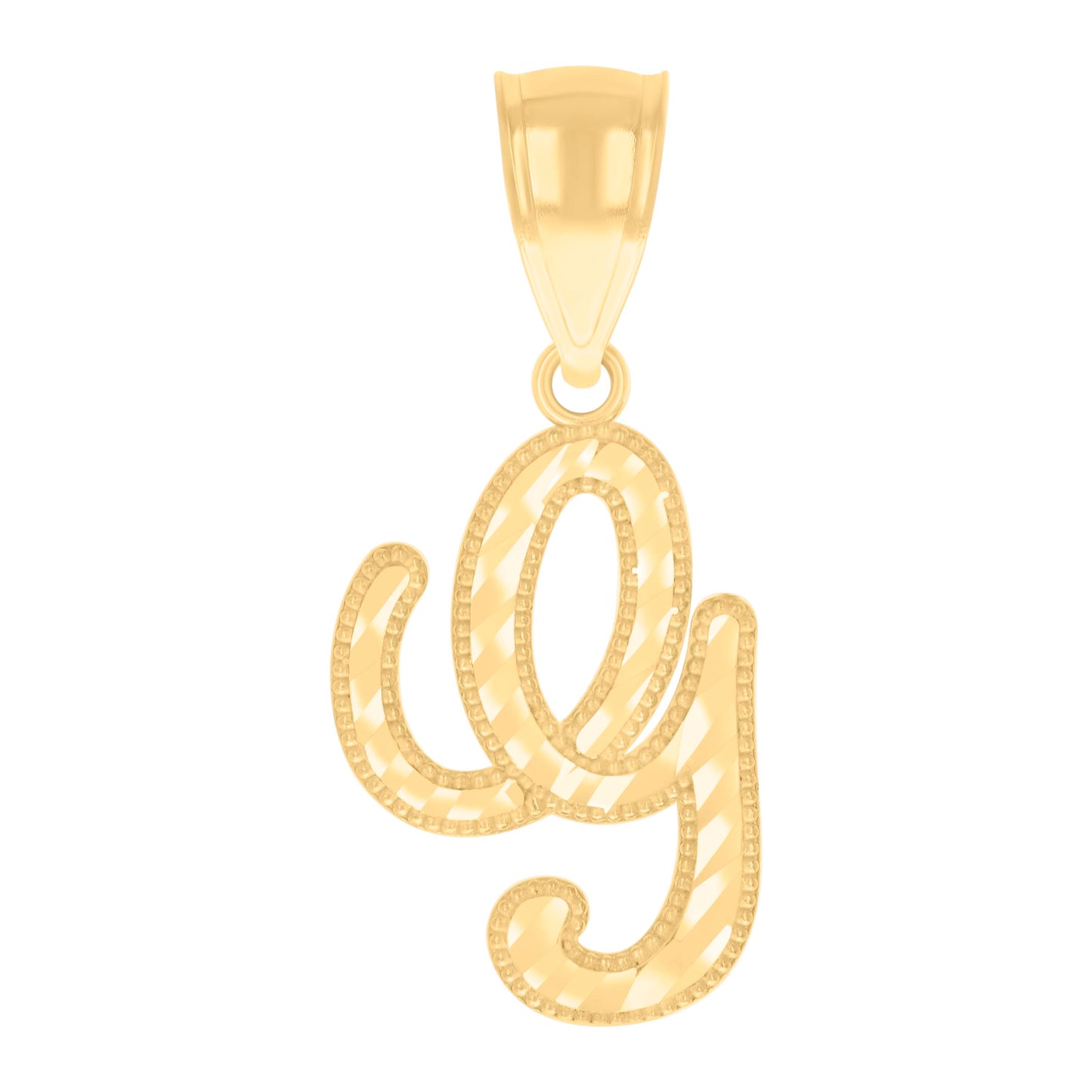 14K Yellow Gold Unisex Diamond-cut Initial Alphabet Charm Pendant