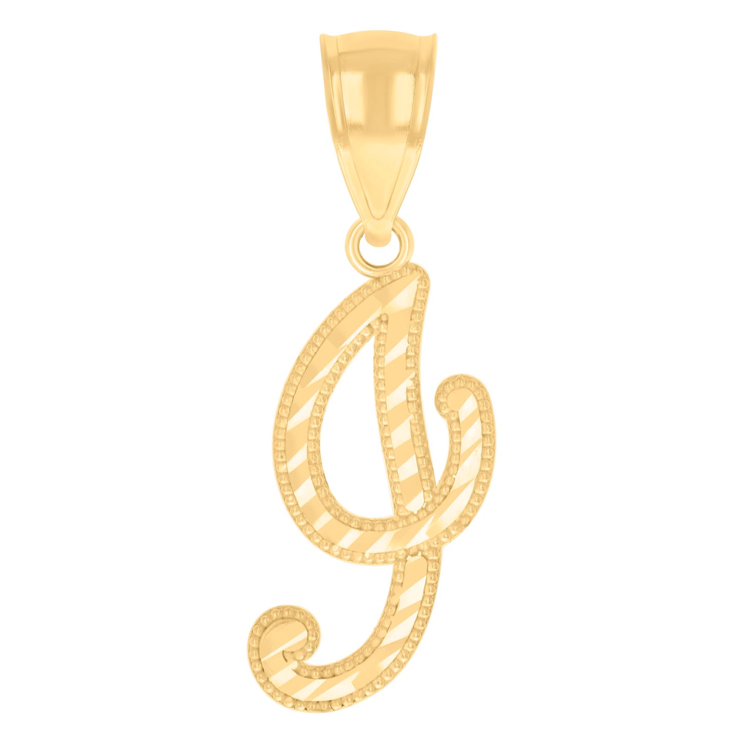 14K Yellow Gold Unisex Diamond-cut Initial Alphabet Charm Pendant