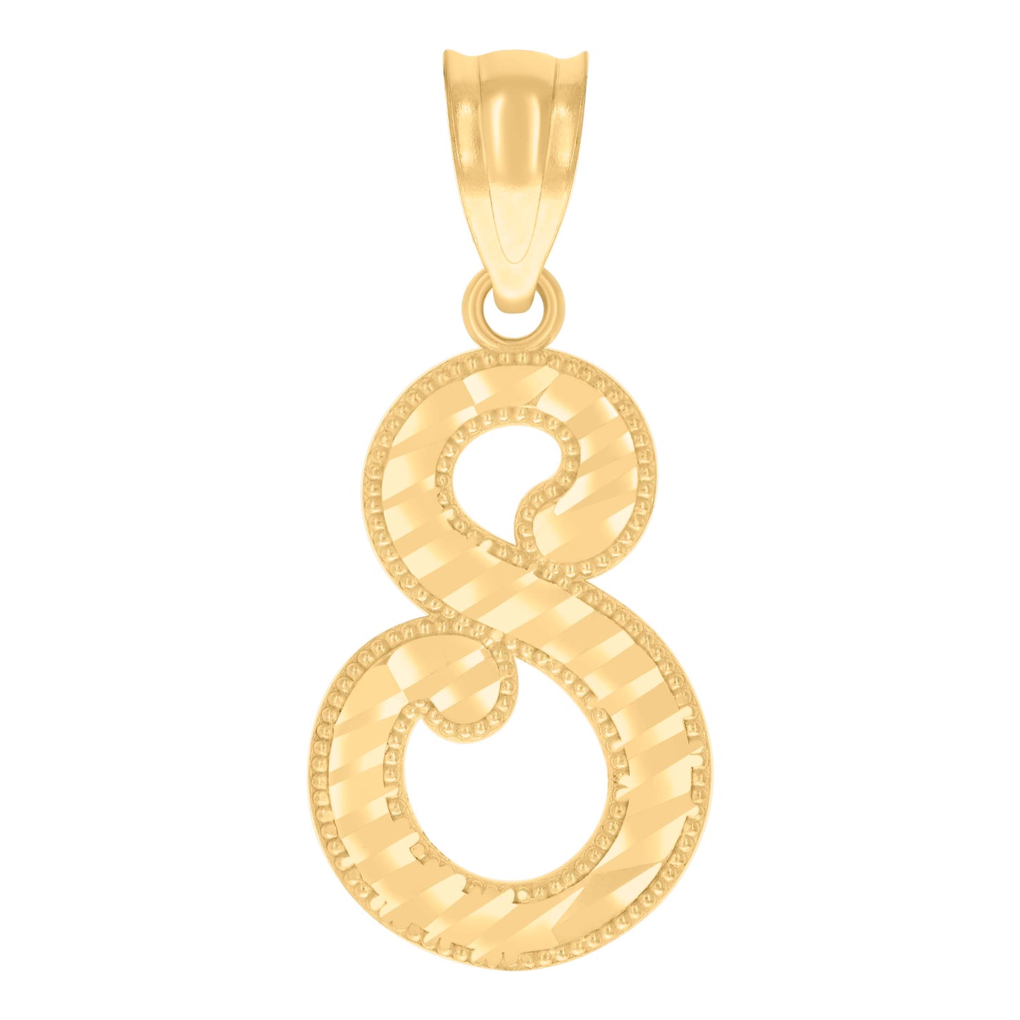 14K Yellow Gold Unisex Diamond-cut Initial Alphabet Charm Pendant