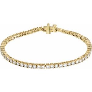 14K Yellow Or White Gold Round 2.5Mm Si1-Si2, G-H 4 CTW Lab-Grown Diamond Line 7" Bracelet