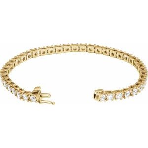 14K Yellow Gold Round 3.4Mm G-H Si1-Si2 6 Ctw Lab-Grown Diamond Line Bracelet, Length: 7.25 In