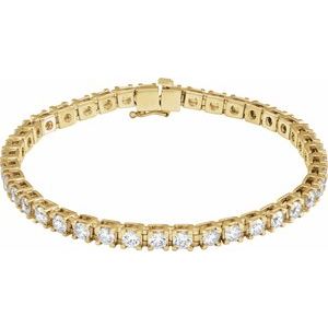 14K Yellow Gold Round 3.4Mm G-H Si1-Si2 6 Ctw Lab-Grown Diamond Line Bracelet, Length: 7.25 In